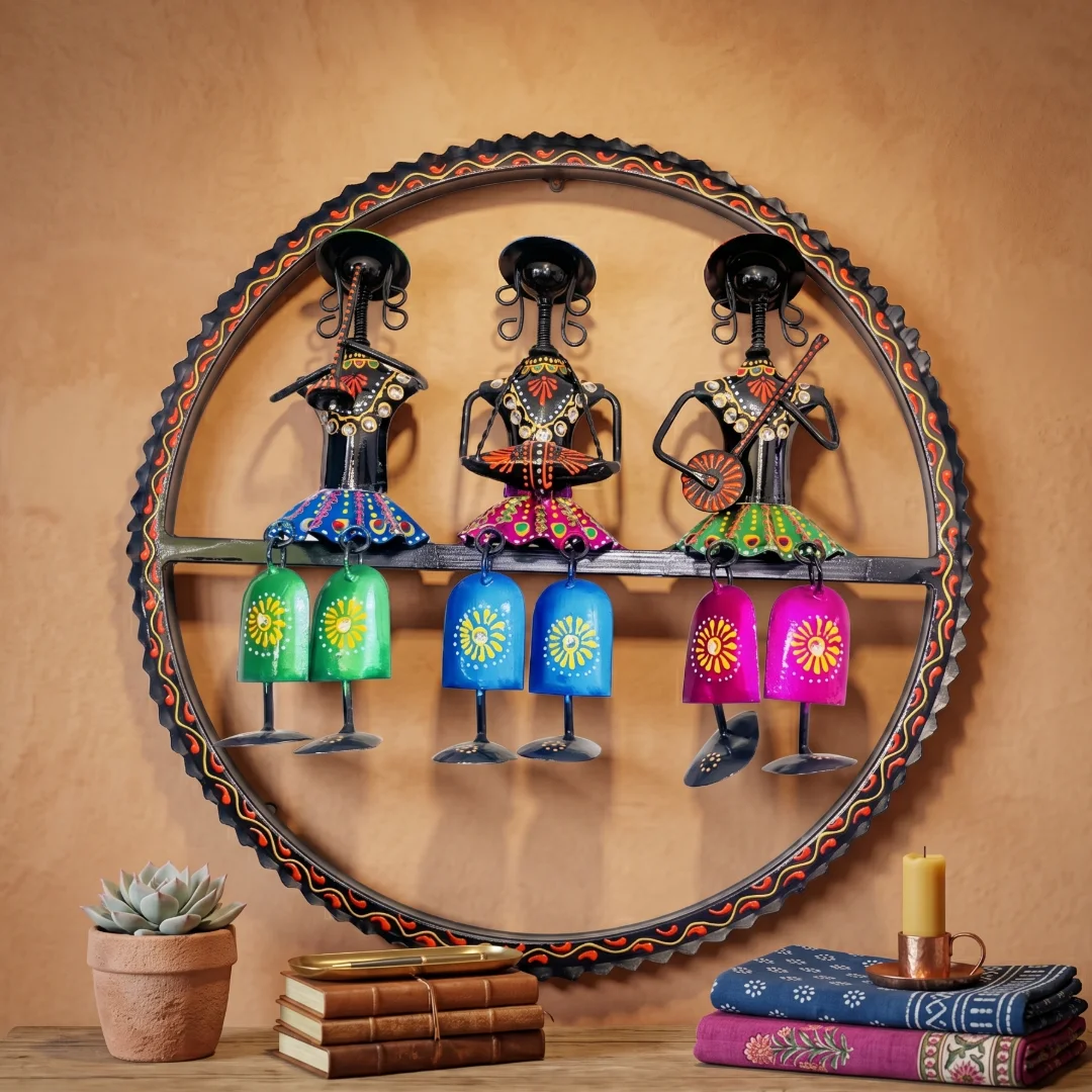 Circular Musician Trio Wall Hanging with Bells primary view