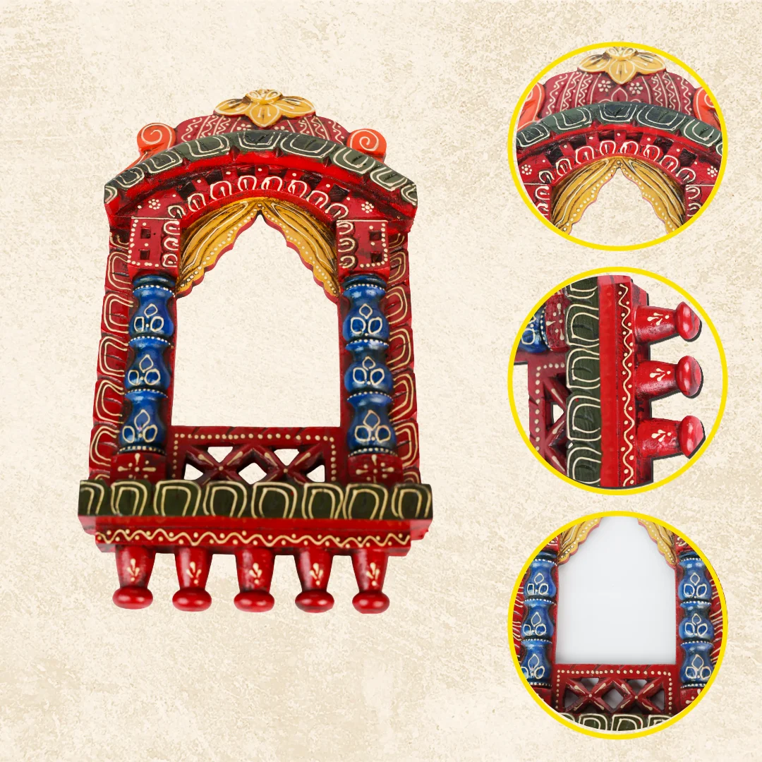 Festive Rajasthani Carved Jharokha Wall Piece