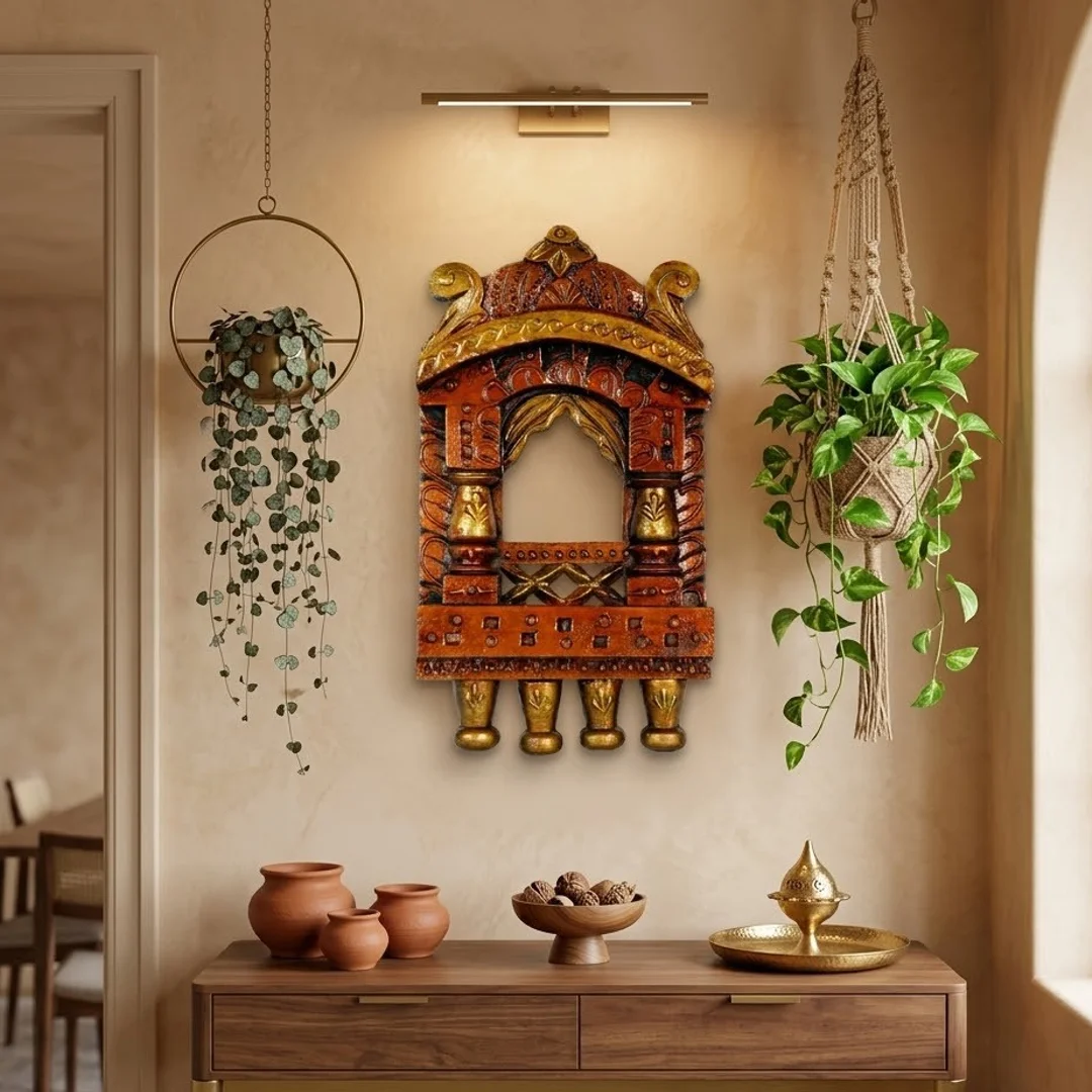 Antique Copper Carved Jharokha primary view